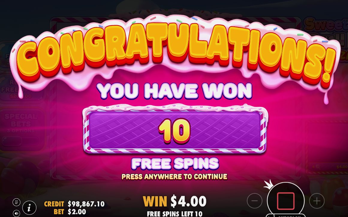 Free Spins-läget med gratissnurrar kvar